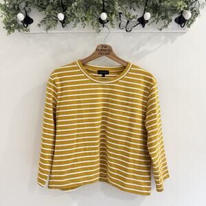 Roolee Yellow Striped Cropped Long Sleeve Shirt Small 4-5017